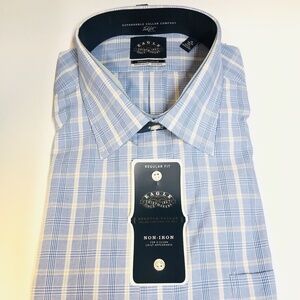 NWT Eagle Shirt Makers Men's Long Sleeve Non-Iron Stretch Collar 2XL 18 34/35